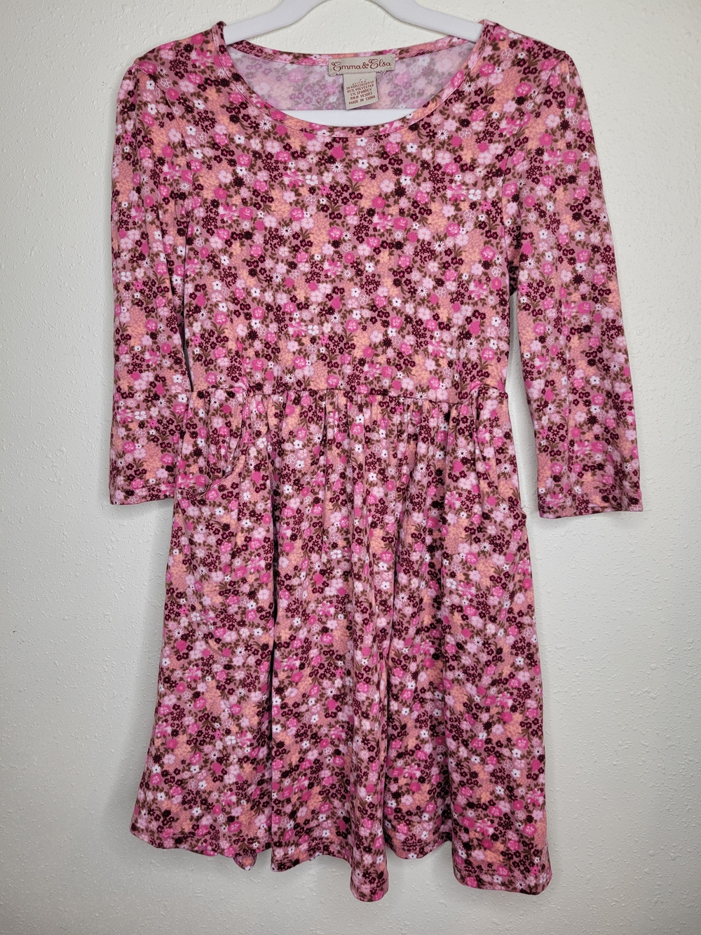 Pink Multi-Florals Long Sleeve Twirl Dress
